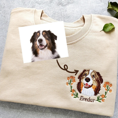 Custom Dog Portrait Embroidered Sweatshirt