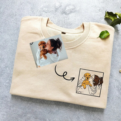 Custom Person+Dog Portrait Embroidered Sweatshirt