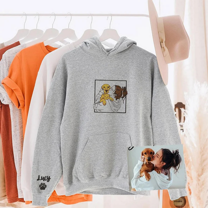 Custom Person+Dog Portrait Embroidered Sweatshirt